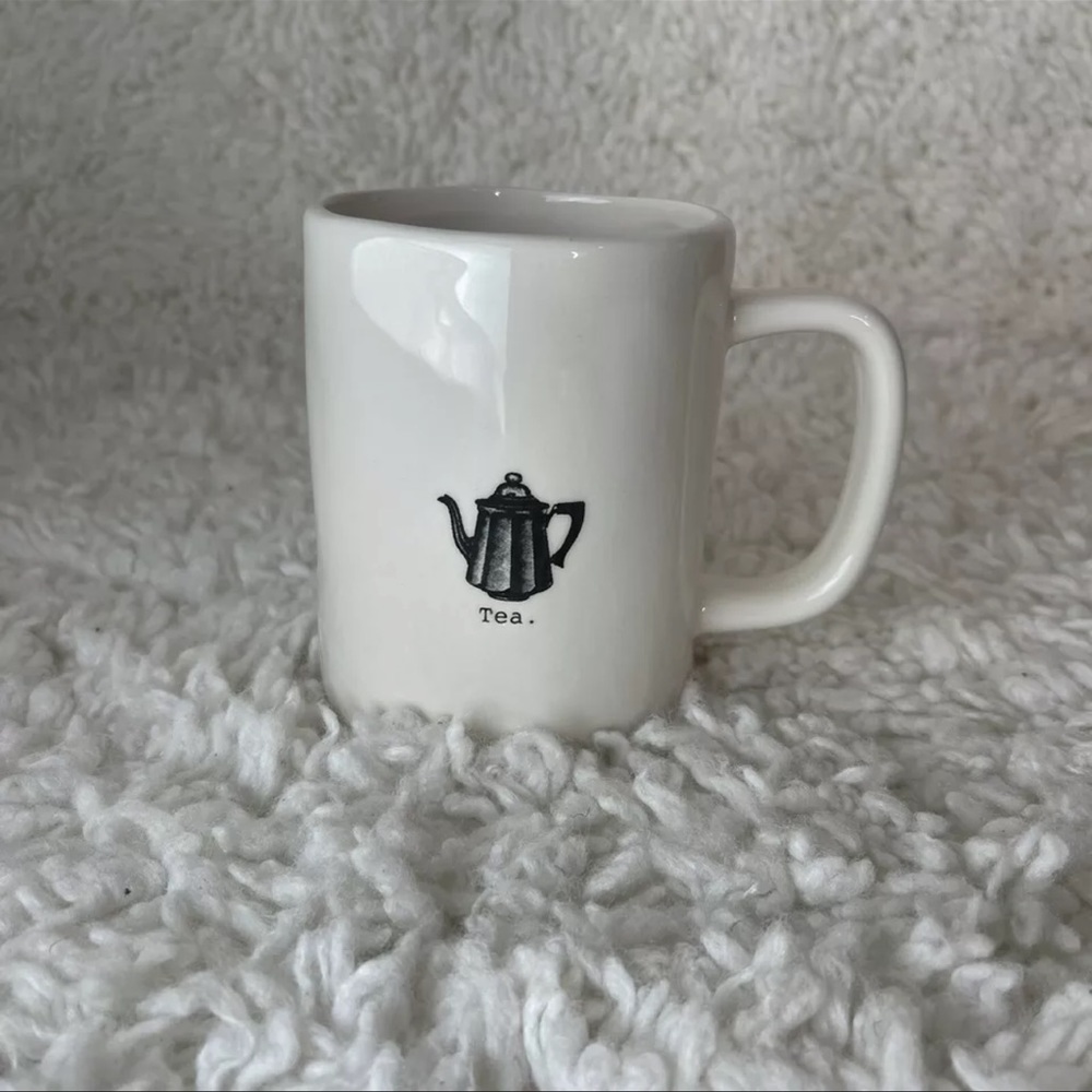 Rae Dunn Mug Artisan Collection Magenta Tea Coffee Typewriter Font Teapot Gift